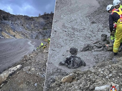 Vier Belgische tieners bevrijd uit diepe laag ‘cementachtige modder’ in steengroeve