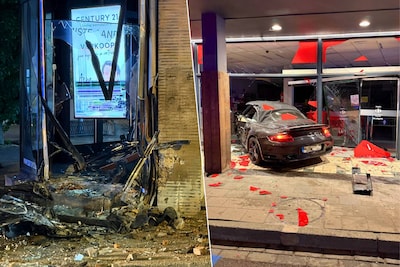 Porsche knalt Belgische supermarkt binnen: man vlucht en laat vrouw die hij net leerde kennen gewond achter