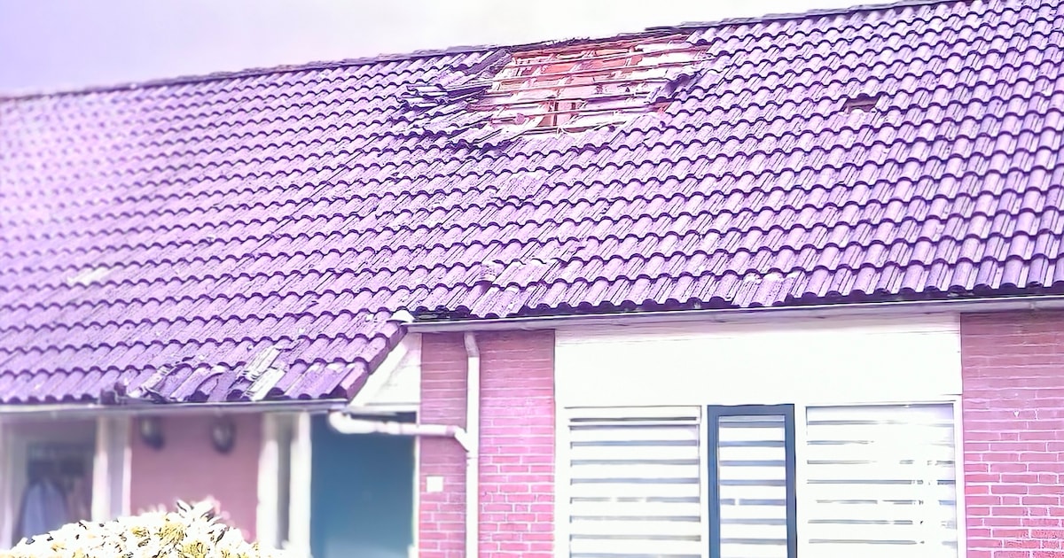 Storm richt schade aan op dak van huis in Deest