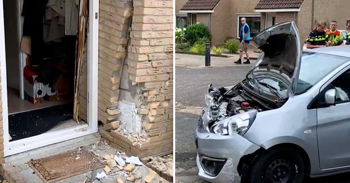 Geschrokken bewoner schiet te hulp na auto-ongeluk in voorgevel: ‘De materiële schade maakt me niet uit’.
