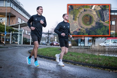 Deze vrienden rennen vierhonderd keer over zelfde rotonde: ‘Het gaat geheid pijn doen’