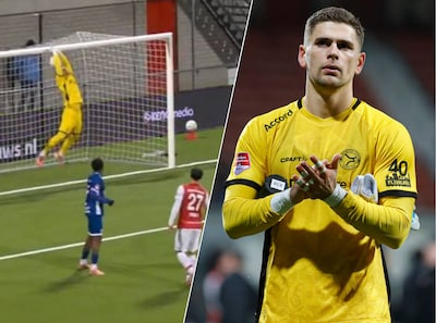 Keepertje, keepertje.. doelman van Almere City maakt klungelige eigen goal