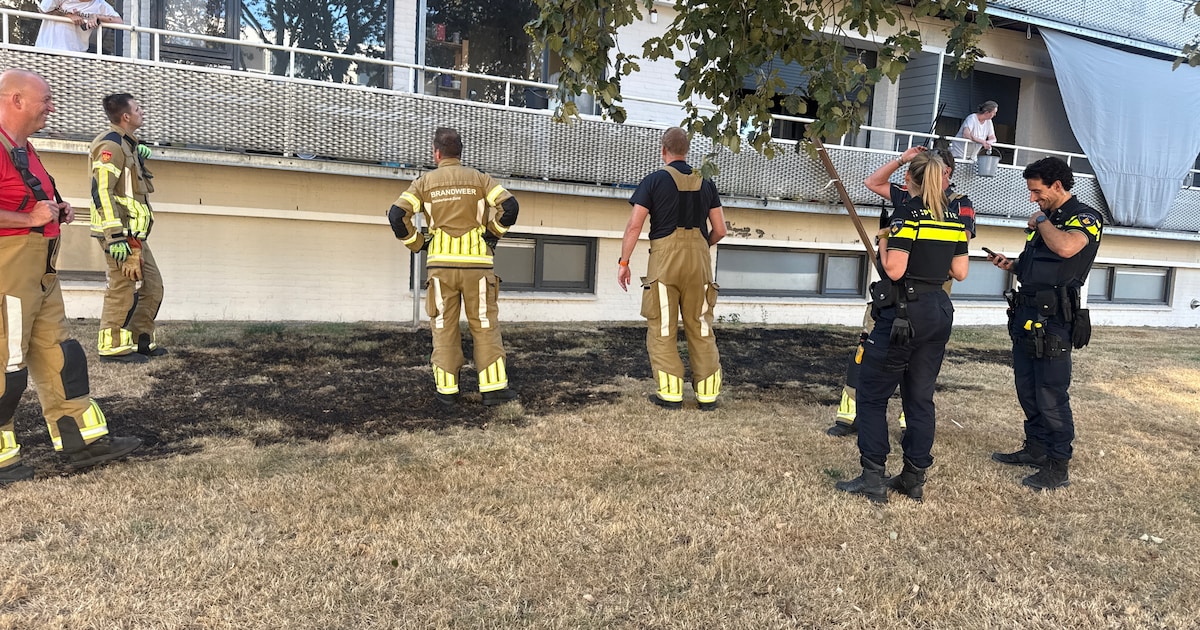 Gras vliegt in brand bij flatgebouw aan Goeman Borgesiusstraat in Nijmegen