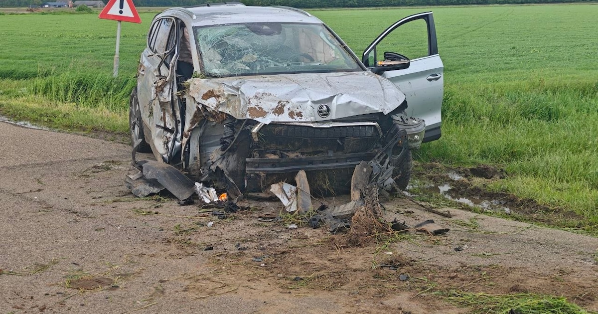 Flinke ravage bij eenzijdig ongeval op de Netterdseweg in Azewijn