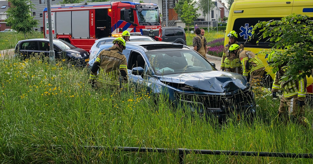 Auto botst tegen boom in Wageningen