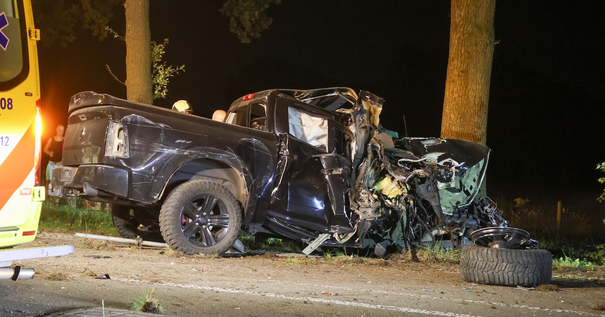 Pick-up crasht hard in Scherpenzeel, bestuurder mogelijk dronken