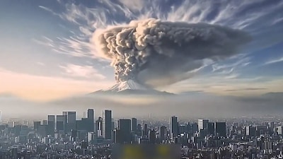 Zo ziet de uitbarsting van Mount Fuji eruit: Japanse regering gebruikt AI om inwoners te waarschuwen