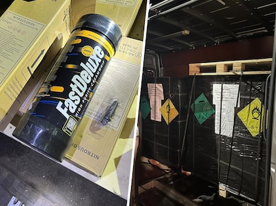 Jonge Nederlanders betrapt bij Duitse grens met honderden cilinders vol illegaal gas