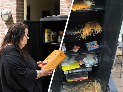 Als Karin (58) voor haar weggeefkast staat, ziet ze wat mensen erin dumpen: ‘Dit gaat me geld kosten’
