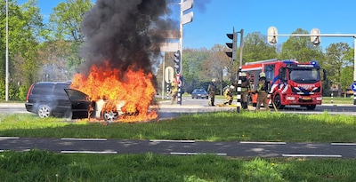 Heldendaad bij kruispunt: stel bevrijdt hond uit vlammenzee in auto