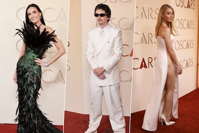 Veel veren, opvallende snorren en een jurk met zéér gewaagde split: dit waren de outfits van de Oscars