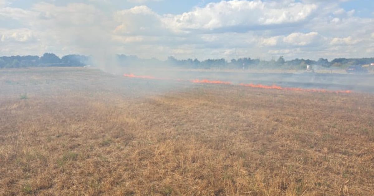 Bermbrand aan de Rijkel, rook trekt richting Beesel