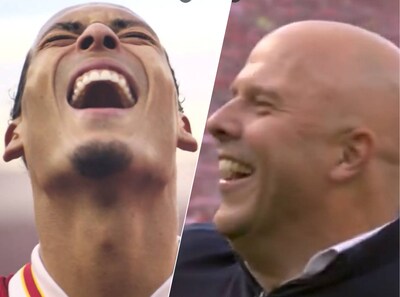 Kippenvel op Anfield: Arne Slot en Virgil van Dijk brullen mee met You’ll Never Walk Alone