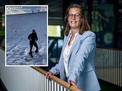 Directeur van ADO Den Haag toont snowboardkunsten tijdens lunchpauze
