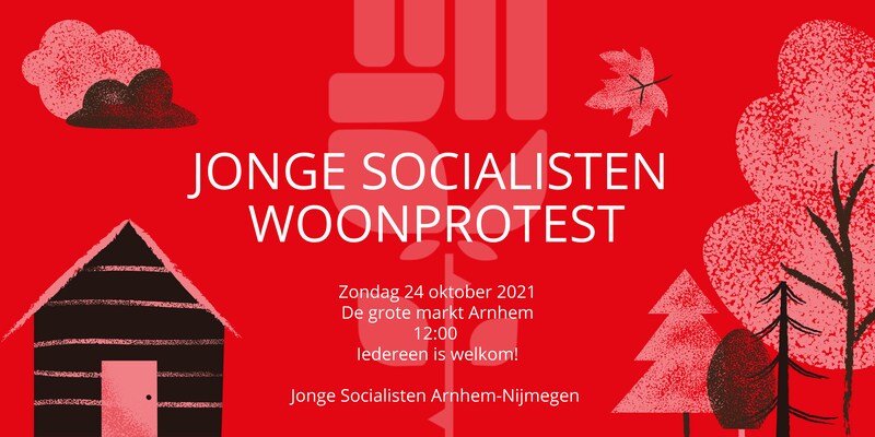 Aankondiging van het woonprotest in Arnhem.