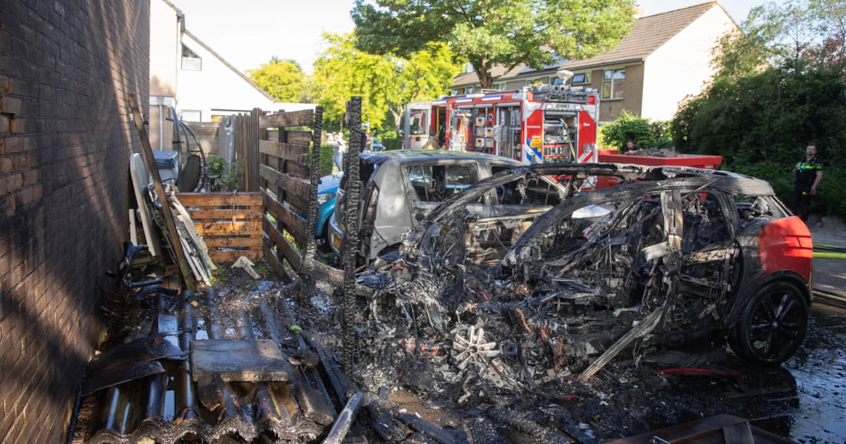 Elektrische BMW vliegt in brand naast woning in Eemnes