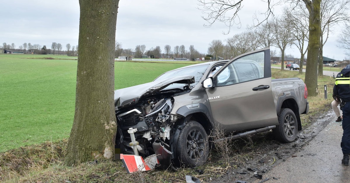 Auto komt tegen boom tot stilstand na botsing op voorligger op kruising bij Ammerzoden