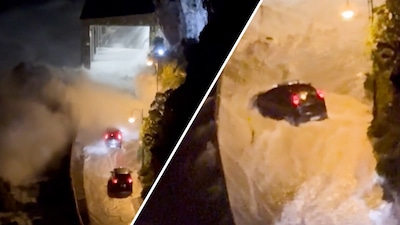 KIJK | Automobilisten verrast door enorme golven op kustweg Italië