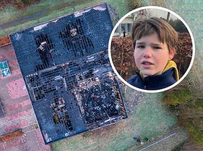 Leerlingen komen kijken naar hun compleet verwoeste schoolgebouw: ‘Ik moest huilen’