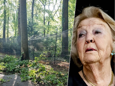 Prinses Beatrix (88) inspecteert zelf stormschade bij kasteel Drakensteyn