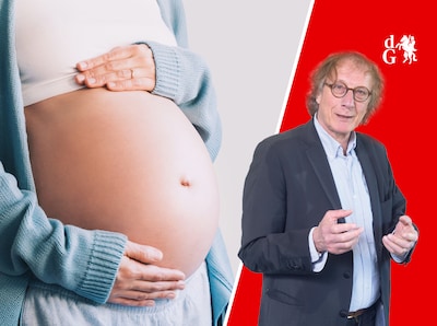 De pastoor zegende mijn moeders buik, op straat, in de sneeu