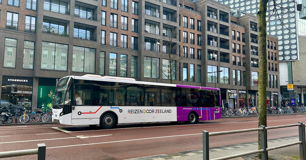 Paars-witte verrassing op Vredenburg: ineens staat daar een Zeeuwse bus midden in Utrecht