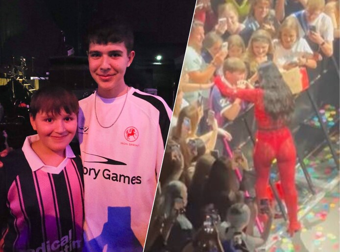 Mathies (12) uit Elst knuffelde met Dua Lipa, video al een miljoen keer ...