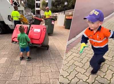 Vuilniskleuter Thomas (6) rent elke week naar de vuilniswagen en mag zelfs officieel meehelpen in zijn buurt