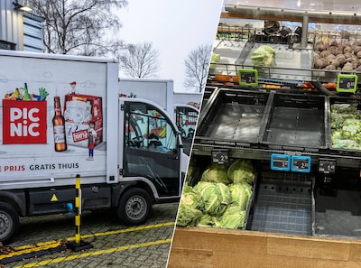 Gladheid en sneeuw hinderen bevoorrading winkels en supermarkten, Picnic stopt met leveren boodschappen