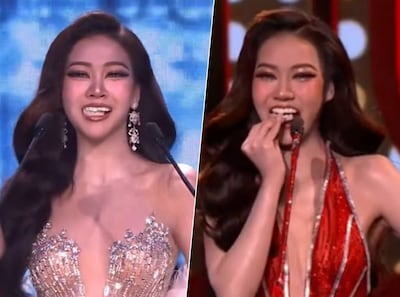 Opvallend moment in Thaise missverkiezing gaat viraal: neptanden deelneemster vallen plots uit