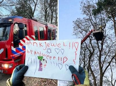 Bijzonder bedankje voor brandweervrouw Renske nadat ze Milo redt: ‘Ze sprong in mijn armen’