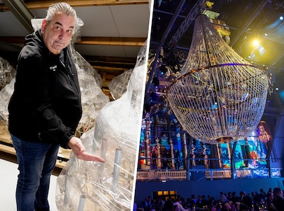 Het begon met wat staal en een lichtslang, nu verhuurt Michel 700 kroonluchters wereldwijd: ‘Zelfs e