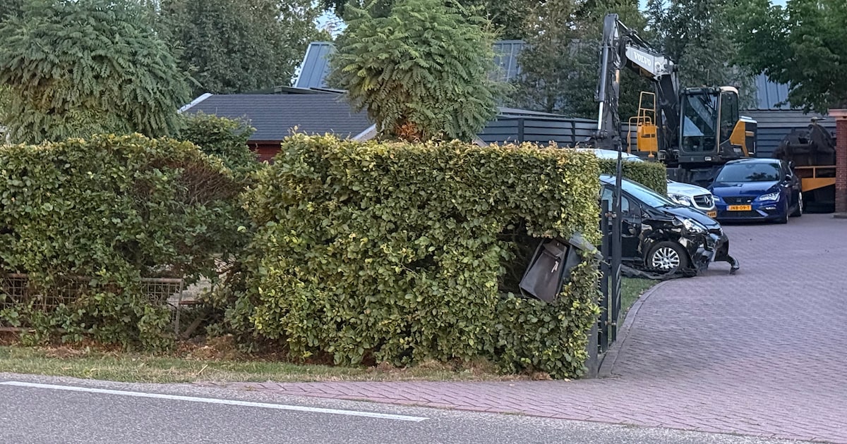 Minderjarige rijdt zonder rijbewijs en onder invloed auto de heg in aan Barneveldseweg in Otterlo