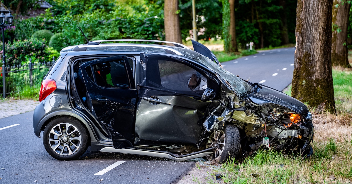 Automobilist gewond bij botsing tegen twee bomen in Wijchen.