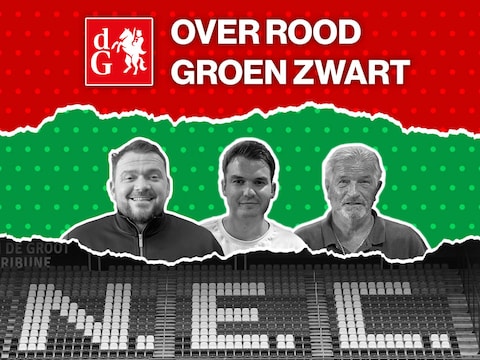Levi Houkes, Jeroen Bijma en Jan Peters (vlnr) maken de NEC-podcast Over RoodGroenZwart.