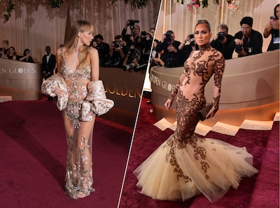 Jennifer Lawrence en Jennifer Lopez strijden voor ultieme ‘naked dress’: dit waren de outfits van de Golden Globes