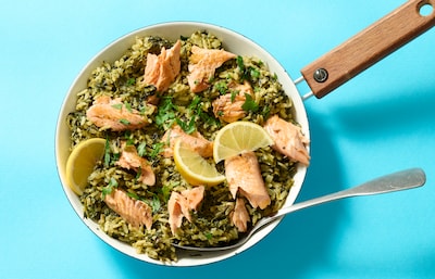 Wat Eten We Vandaag: Romige spinazie-zalm-rijst