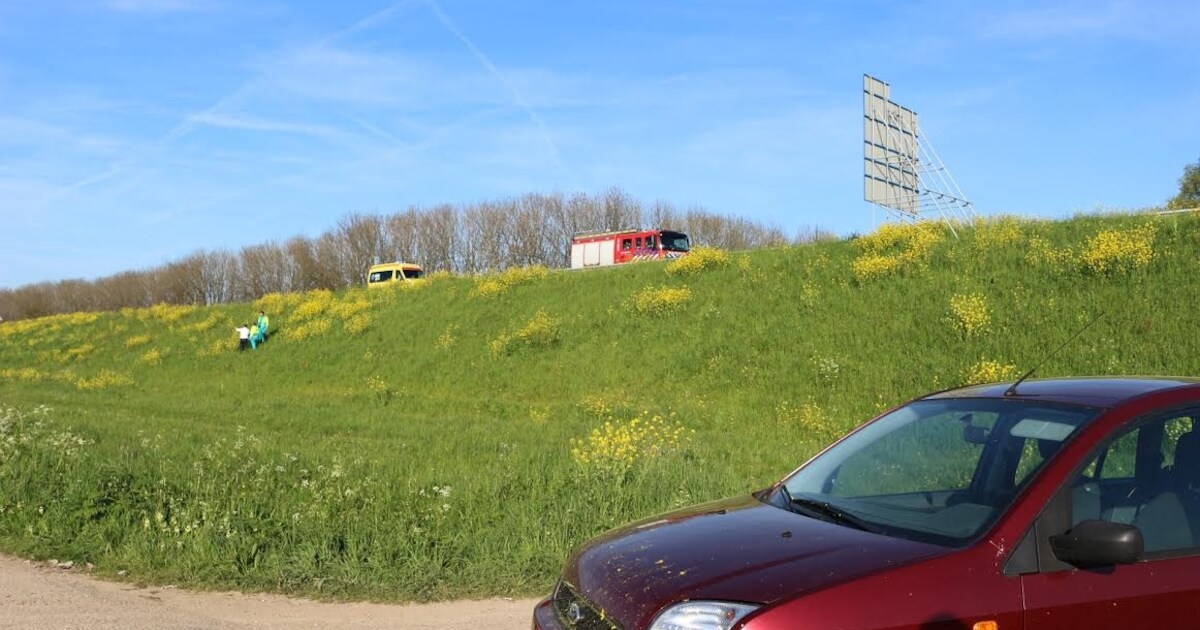 Auto rijdt van talud in Niftrik