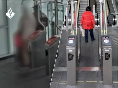 Zwartrij­der wil meelopen door poortje metrostati­on, vrouw (82) spreekt hem aan en krijgt vuistslag