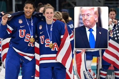 Zijn grap over vrouwelijk ijshockey­team viel verkeerd: Trump en Newsom vliegen elkaar online in de haren