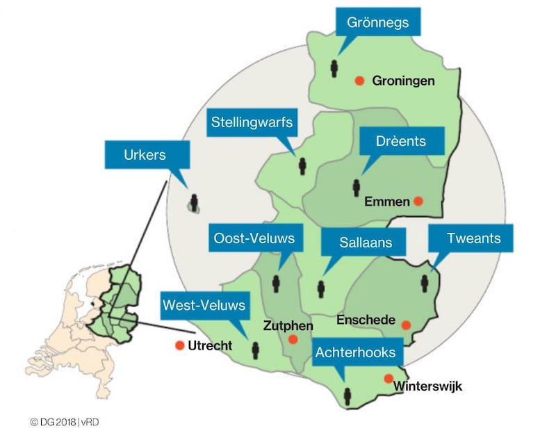 Het gebied in Nederland waar Nedersaksisch wordt gesproken.