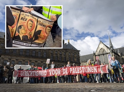 Duizend mensen bij pro-Palestijnse mars op de Dam, politie pakt man op met beledigend spandoek