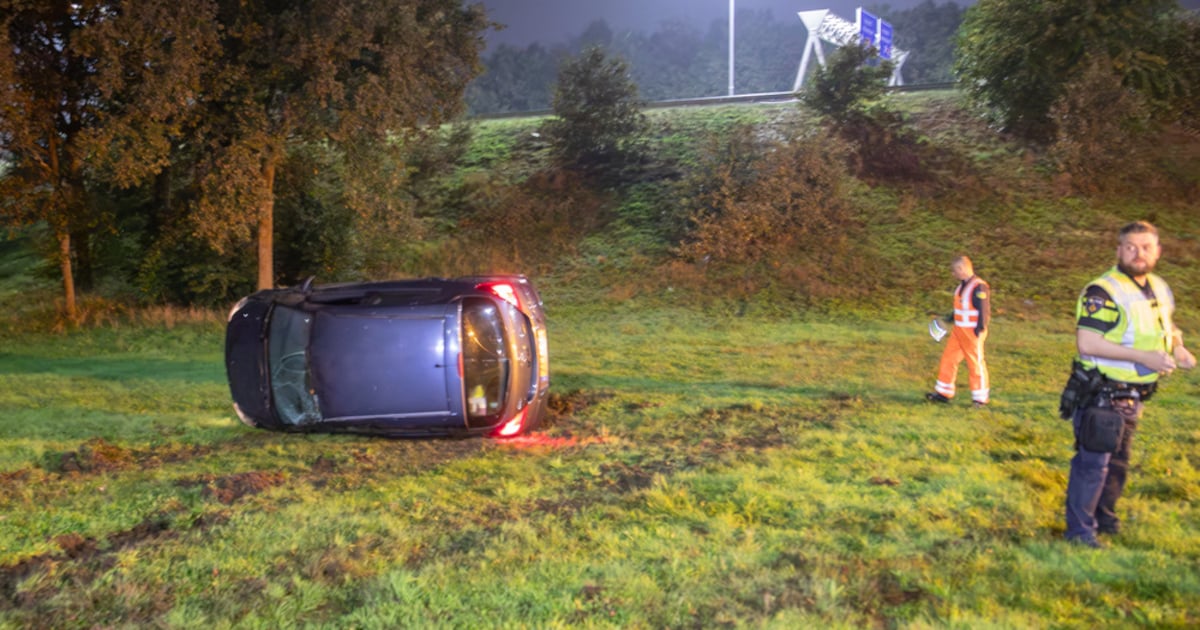 Eenzijdig ongeval op knooppunt Eemnes, drie rijstroken dicht