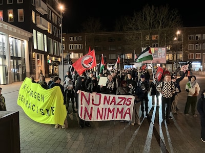 Demonstratie tegen fascisme door centrum van Nijmegen