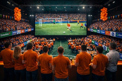 Tribunes, een groot scherm en VIP-pakketten: De Bogerd wordt tijdens het WK een bijna echt stadion
