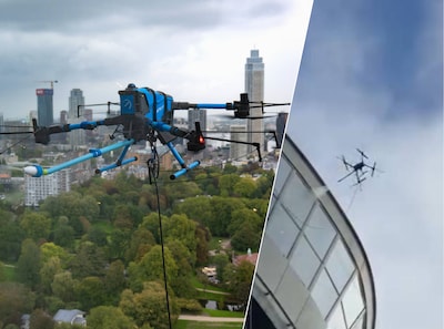 Euromast ontdekt veiligere manier om ramen op 100 meter hoogte te wassen: ‘Voor ons een fijne oplossing’