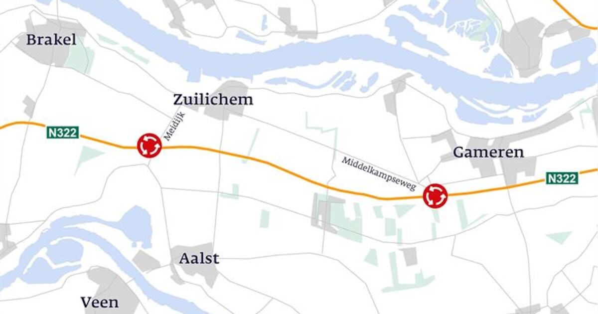 Dat wordt omrijden: Van Heemstraweg tussen Gameren en Zuilichem twee weken dicht
