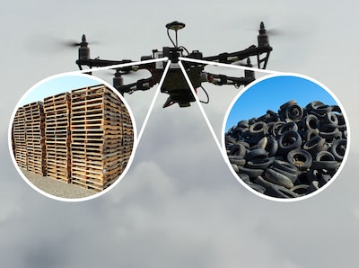 Drone met camera houdt stapels hout en autobanden in de gaten. ‘Zijn ze na 1 januari weg, dan heb je