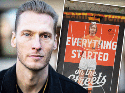 Shon (42) schildert enorme kunstwerken op sportvelden: ‘Juist tof als er gebruikssporen op komen’