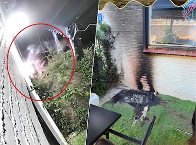 Michel (56) komt bij zijn cafetaria en ziet een zwartgeblakerde muur, hij schrikt van wat hij op de 